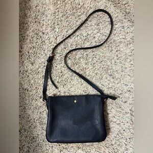 LC Lauren Conrad Black Faux Leather Crossbody Bag with Rose Gold Accents